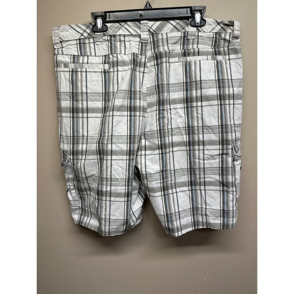 Wrangler Men Plaid Cargo Shorts Size 40 White Gray Blue Casual Outdoor - Picture 5 of 7